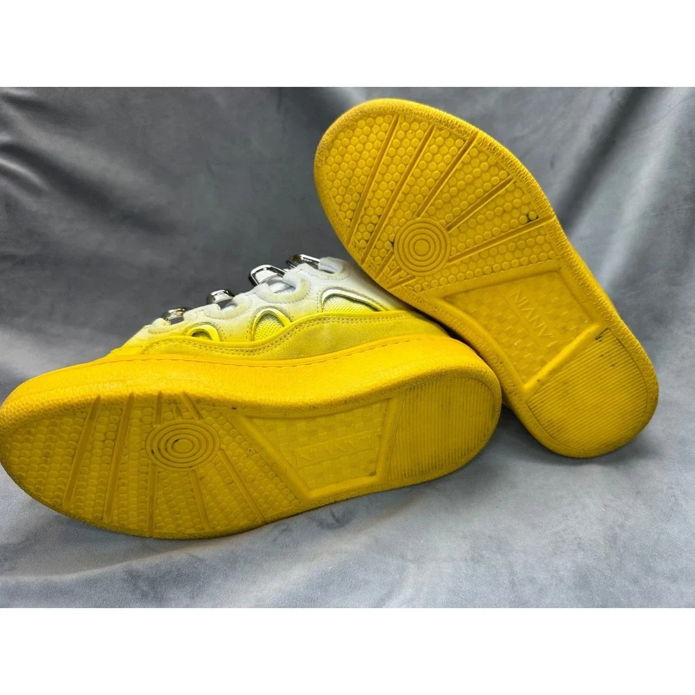 Lanvin Curb Sneakers 35 White Yellow Ombre Leather Skate Shoes Women‎